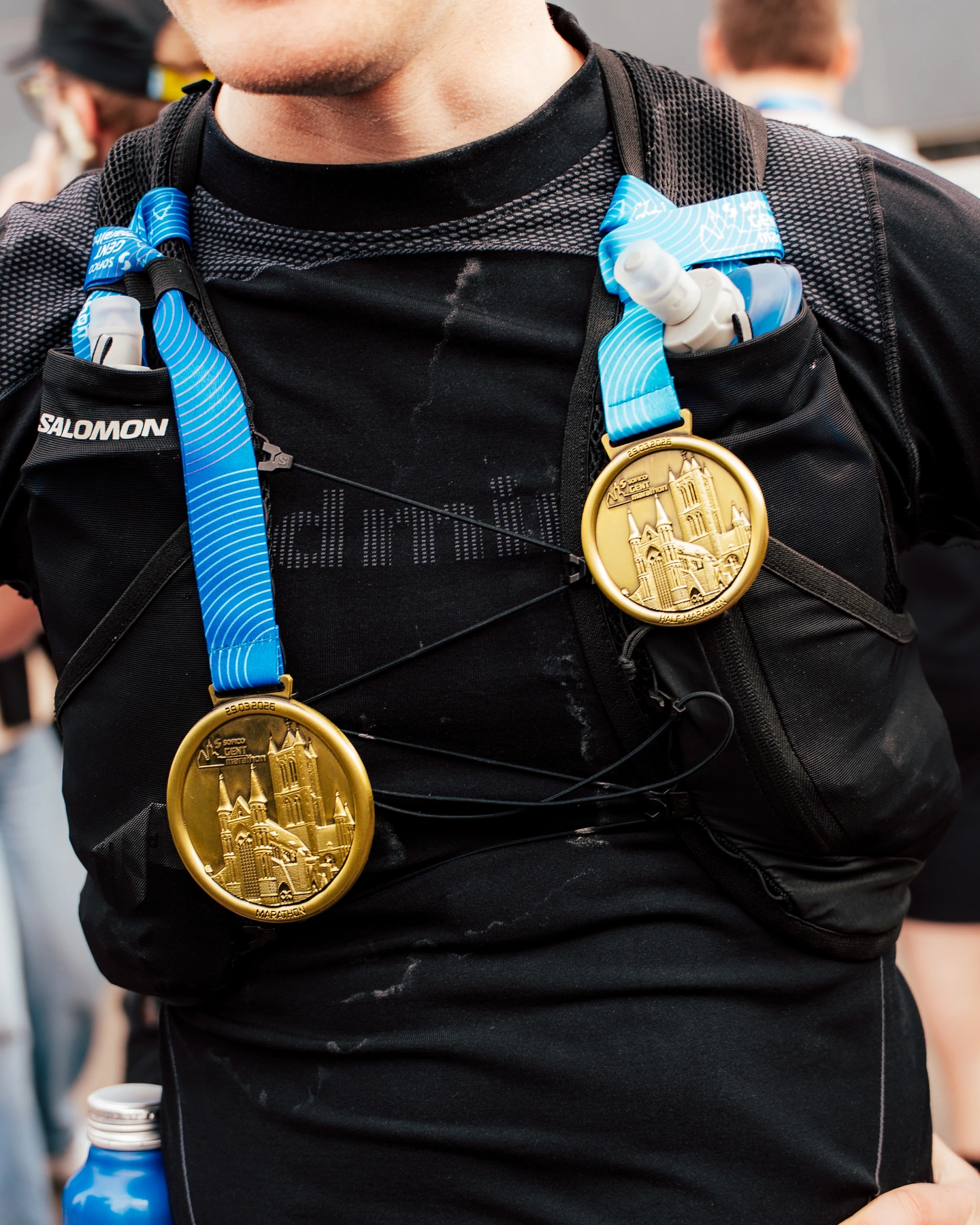Close detail of endurance race medals and kit