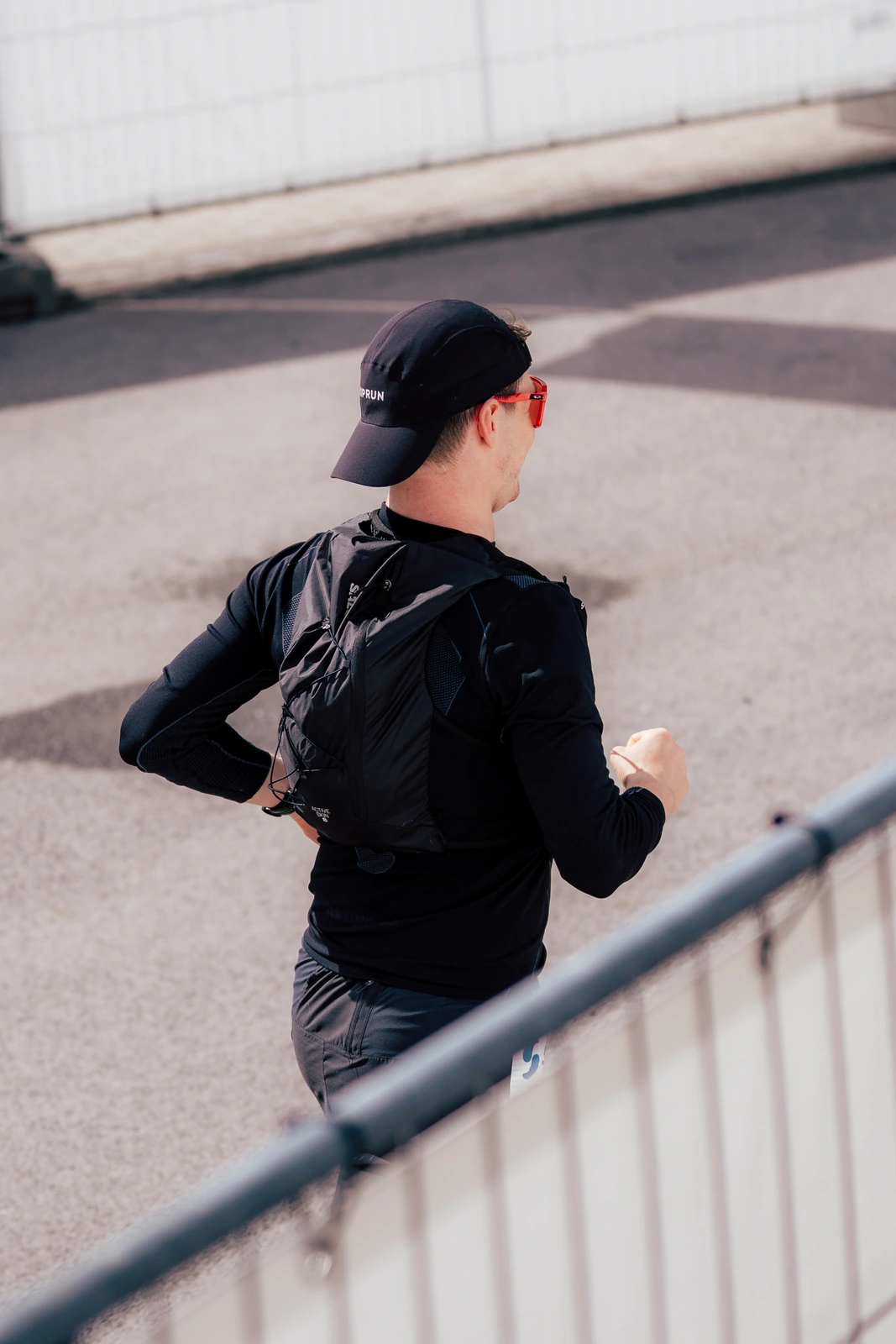 Stephen running along an urban race course